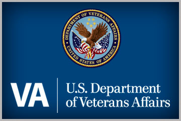 Official U.S. Department of Veterans Affairs logo featuring the VA emblem and seal on a blue background representing veteran benefits, VA healthcare, and military veteran services.