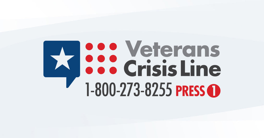 Veterans Crisis Line graphic displaying the crisis support phone number 1-800-273-8255 Press 1, encouraging veterans experiencing emotional distress, PTSD, depression, or suicidal thoughts to seek immediate confidential help and support.