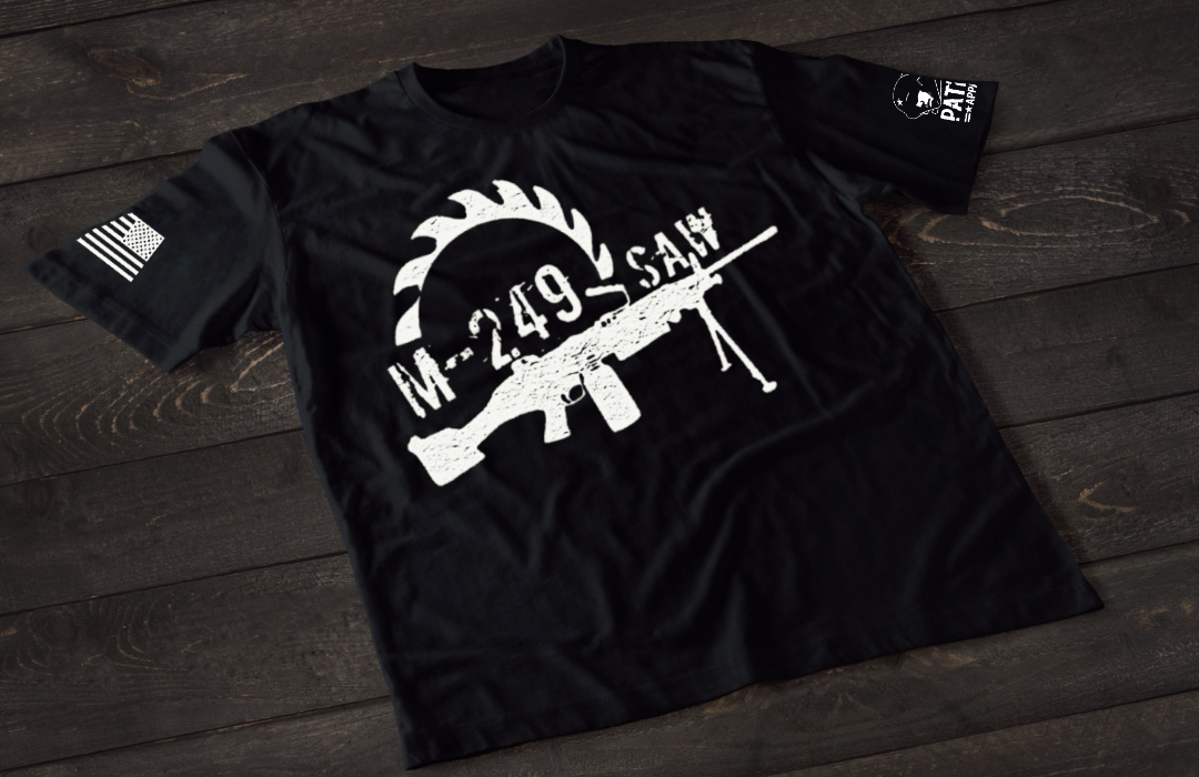 Patriot Apparel M249 SAW T-Shirt – Tactical Military Machine Gun Graphic T-shirt