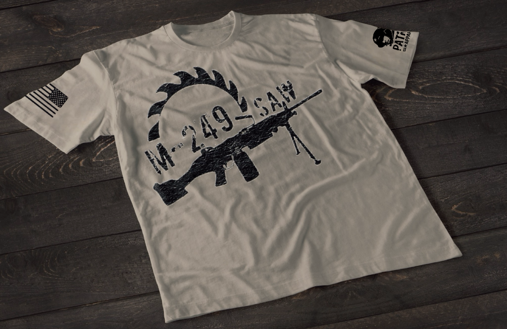 Patriot Apparel M249 SAW T-Shirt – Tactical Military Machine Gun Graphic T-shirt