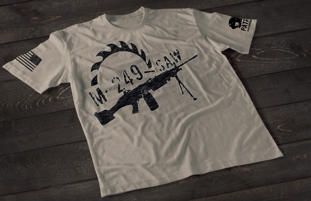 Patriot Apparel M249 SAW T-Shirt – Tactical Military Machine Gun Graphic T-shirt