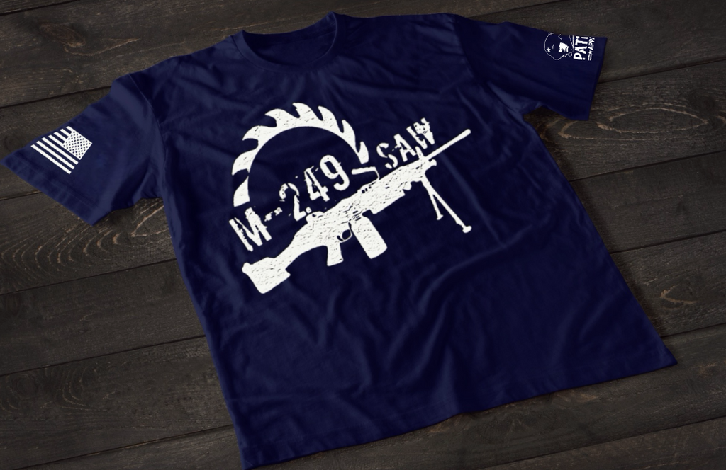 Patriot Apparel M249 SAW T-Shirt – Tactical Military Machine Gun Graphic T-shirt