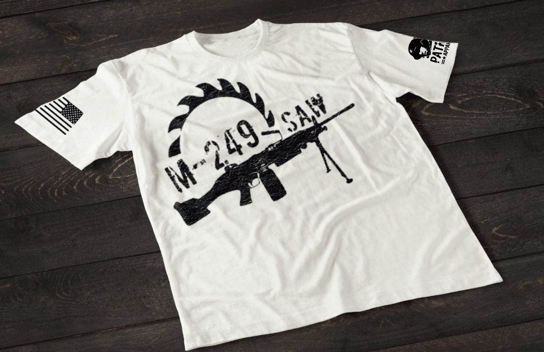 Patriot Apparel M249 SAW T-Shirt – Tactical Military Machine Gun Graphic T-shirt