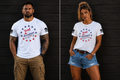 Men's and women's white 2nd Amendment patriotic T-shirt featuring a red, white, and blue graphic with stars and an Est. 1791 design. A comfortable unisex tee celebrating American constitutional rights and freedom.