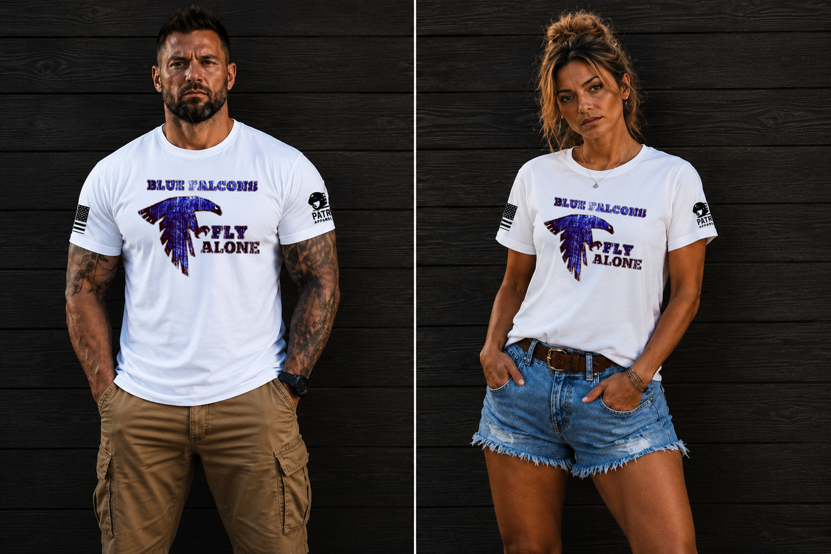 Patriot Apparel Blue Falcons Fly Alone T-Shirt – Military Humor
