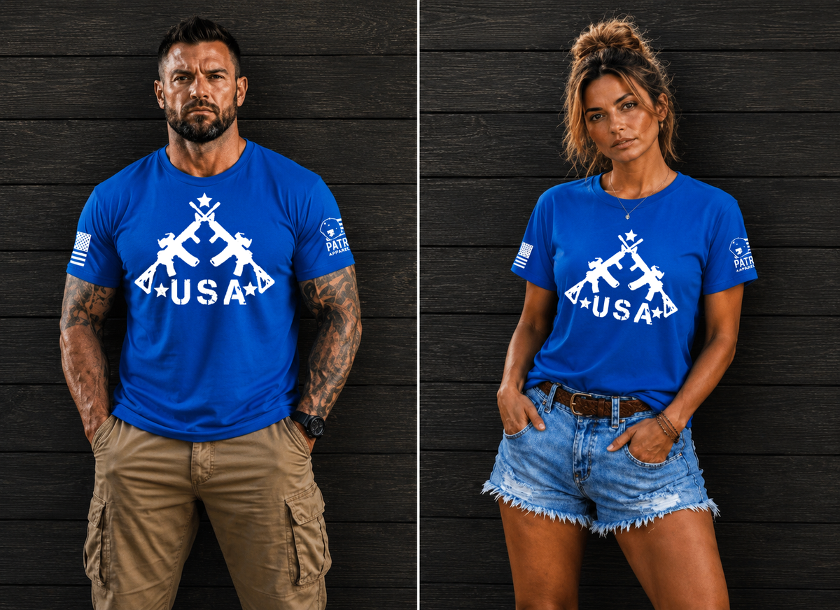 Patriot Apparel USA Rifle T-Shirt – American Flag Design