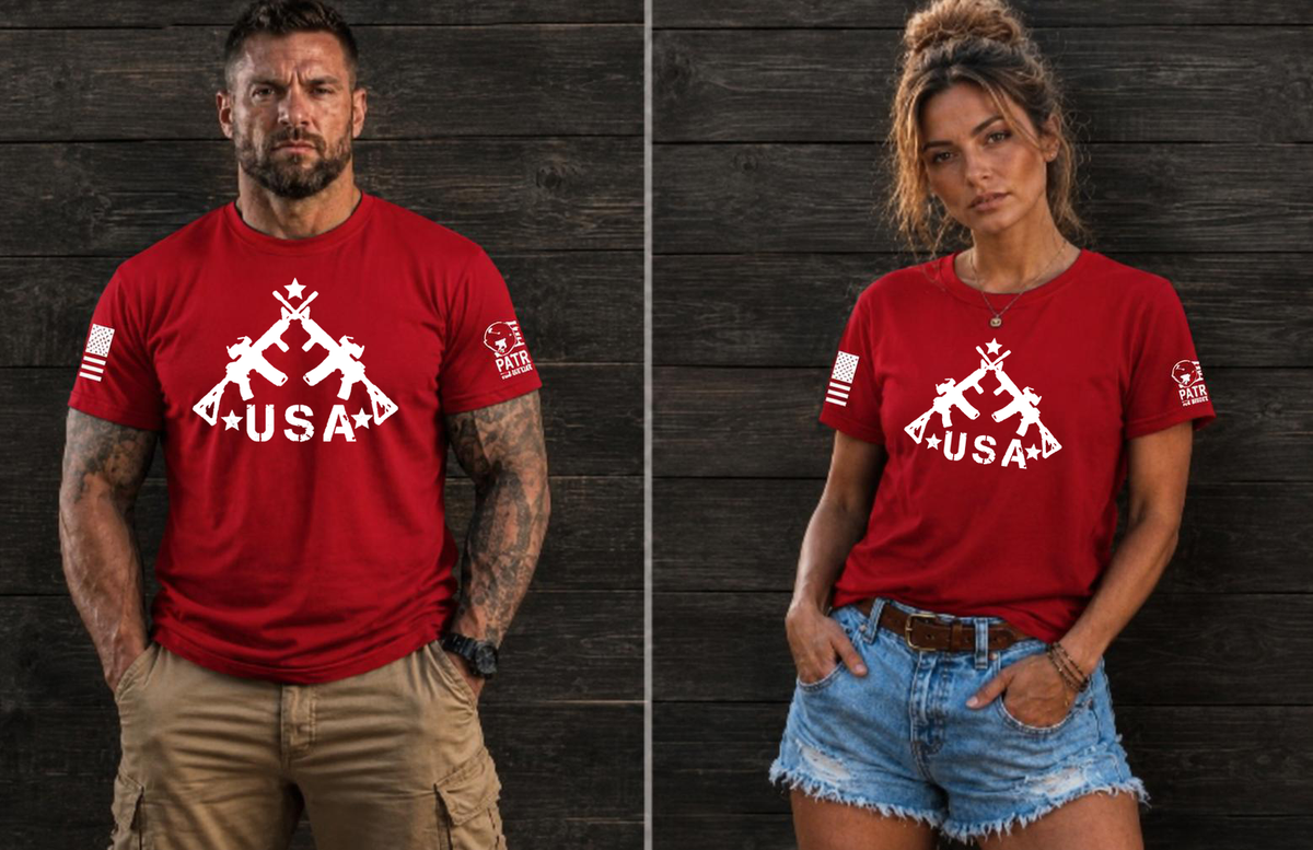 Patriot Apparel USA Rifle T-Shirt – American Flag Design